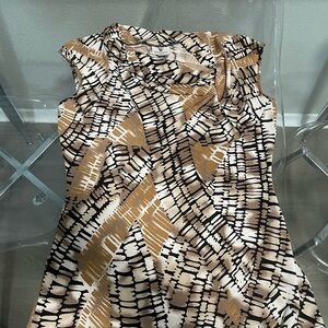 Worthington Black and Cream Sleeveless Cowl Neck Sheath shirt